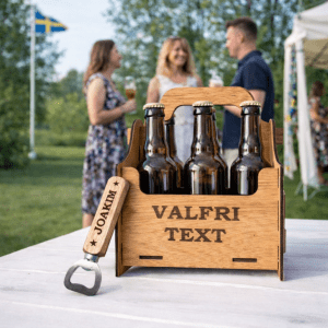 Öllåda 6-pack med flasköppnare - valfri text