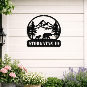 Björnfamilj i plåt - Valfri text