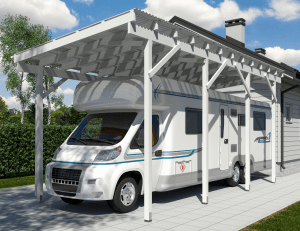 Carport Husbil Trä 8 - 10 m vit