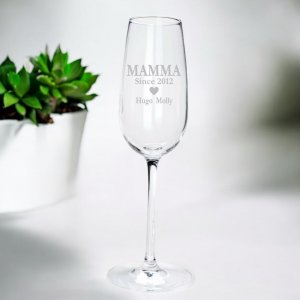 Champagneglas med gravyr - MAMMA since