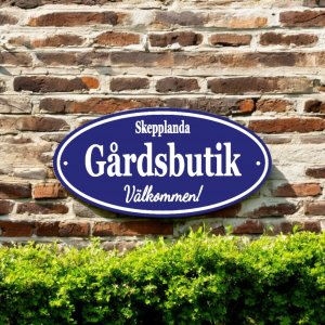 Gårdsskylt Oval - Blå