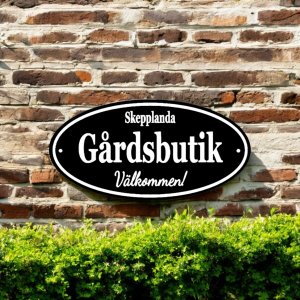 Gårdsskylt Oval - Svart