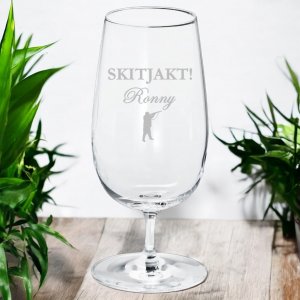 Ölglas med gravyr - Skitjakt