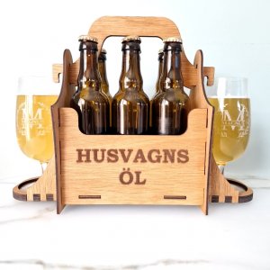 Öllåda med graverade glas