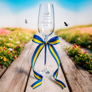 Champagneglas med gravyr - Student