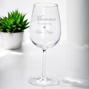 Vinglas med gravyr - Mamma - Älskar dig