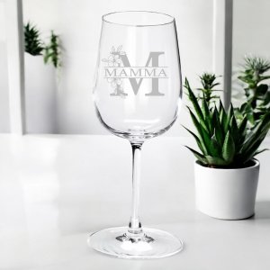 Vinglas med gravyr - Mamma monogram