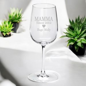 Vinglas med gravyr - Mamma since