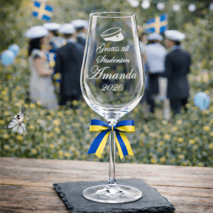 Vinglas med gravyr - Student