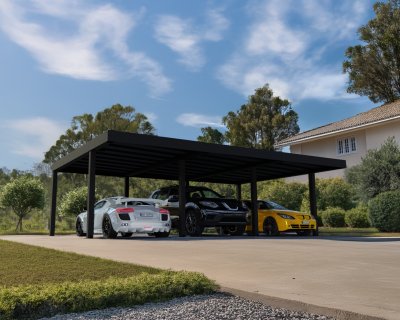 Canopia OSLO Carport i Metall Dubbel i Metall 6X9 m Svart