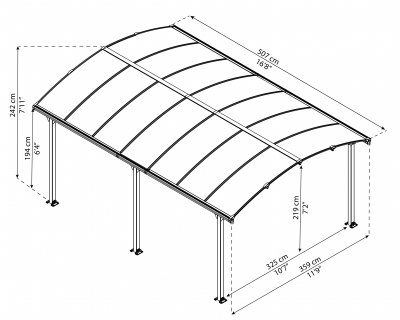 Arcadia Carport i Metall 3,6 X 5 m - Canopia