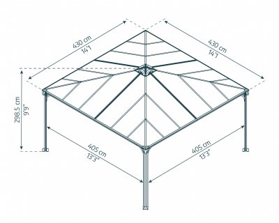 Paviljong Palermo Hardtop 4,3 X 4,3 m - Canopia