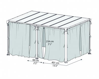 Gardinset För Milano 3 X 4 / Martinique 3.6 X 5 Paviljong - Canopia