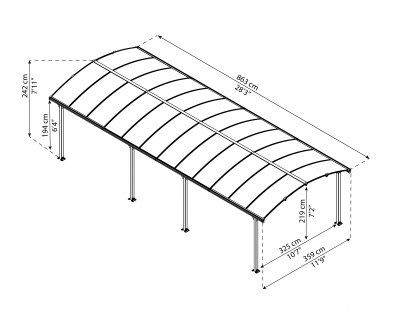 Arcadia Dubbel Carport i Metall 3,6 X 8,5 m - Canopia
