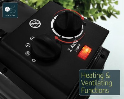 2400W Bärbar Elektrisk Växthusvärmare Med Fläkt Och Digital Styrning - Canopia