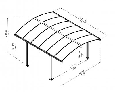 Arcadia Carport i Metall 3,6 X 4,5 m - Canopia