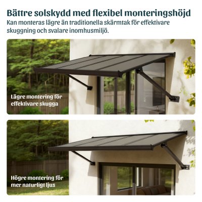 Canopia Augustine Svart stomme/Ogenomskinliga grå paneler Entrétak 0.9X1.5m