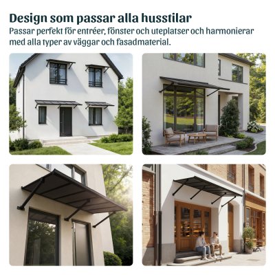 Canopia Augustine Svart stomme/Ogenomskinliga grå paneler Entrétak 0.9X1.5m
