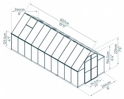 Växthus Essence i Polykarbonat 14,7 m² Silver - Canopia