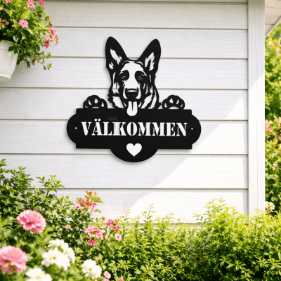 Schäfer i plåt - Valfri text