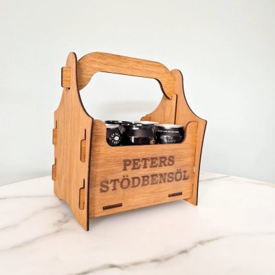 Öllåda 6-pack stödbensöl med namn