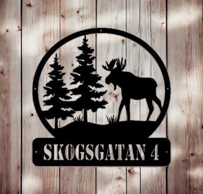 Älg i plåt - Valfri text