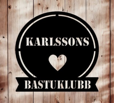 Bastuskylt i plåt - valfri text