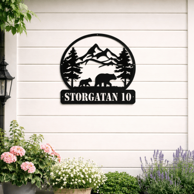 Björnfamilj i plåt - Valfri text