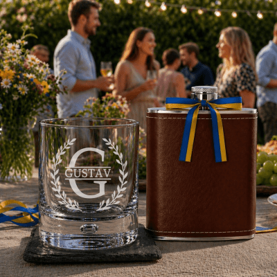 Whiskyglas med gravyr – Monogram - Plunta & underlägg