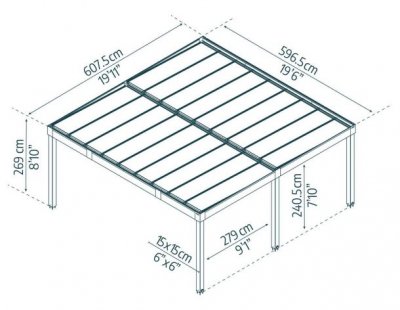 Canopia OSLO Carport i Metall Dubbel i Metall 6X6 m Svart