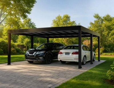 Canopia OSLO Carport i Metall Dubbel i Metall 6X6 m Svart