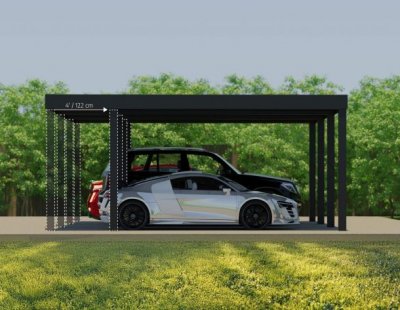 Canopia OSLO Carport i Metall Dubbel i Metall 6X6 m Svart