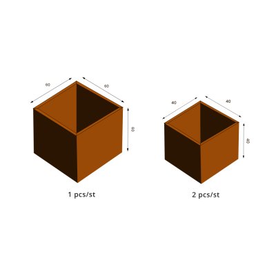 Cortenkruka fyrkant 3-set - XL-A