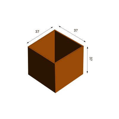 Cortenkruka fyrkant 35x35x35