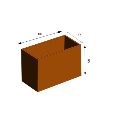 Cortenkruka rektangel 110x37x65 cm