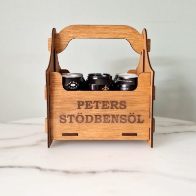Öllåda 6-pack stödbensöl med namn