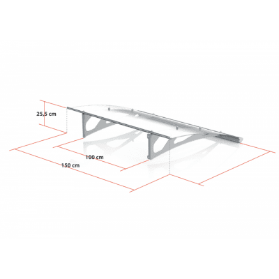 Entretak Jutholmen 150 cm rostfritt - Måttskiss