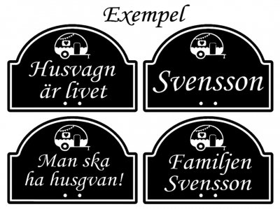 Trädgårdsskylt husvagn - Valfri text