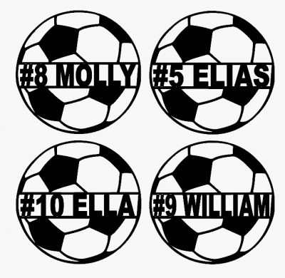 Fotboll i trä med namn & nummer