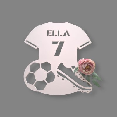 Fotbollströja i trä - namn + nummer