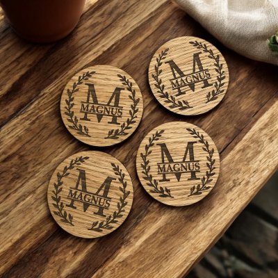Glasunderlägg med gravyr - Monogram