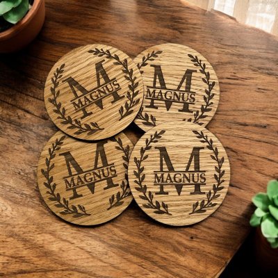 Glasunderlägg med gravyr - Monogram