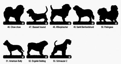 Hundtavla med namn - Text i trä