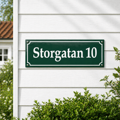 Husskylt i emaljstil - Rektangulär - Grön