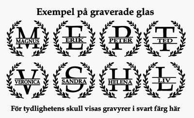 Ölglas med gravyr i trälåda & glasunderlägg - Monogram + fylla år