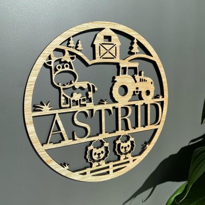 Trätavla med namn & motiv