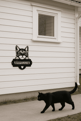 Katt i plåt med valfri text