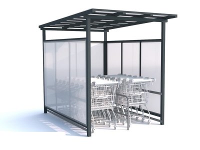 Kundvagnsgarage - 2 rader - 296 cm - Rakt tak