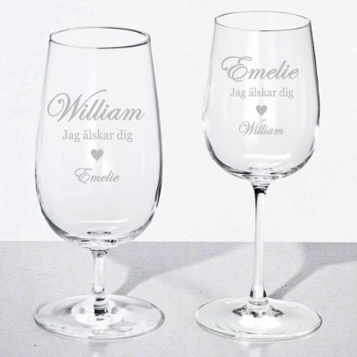 Öl- & vinglas med gravyr - Kärlek