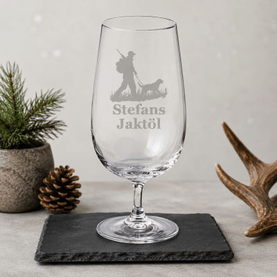 Ölglas med gravyr - Jakt